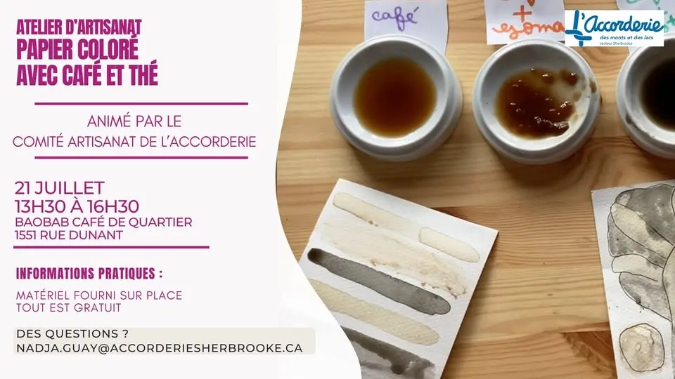 Atelier de papier coloré avec café et thé