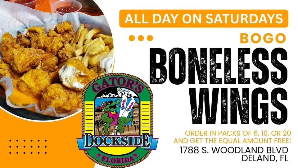 BOGO BONELESS WINGS - All Day Saturdays!