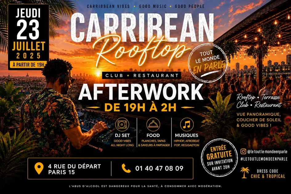 Afrerwork Caribbean Rooftop Open Air & Club