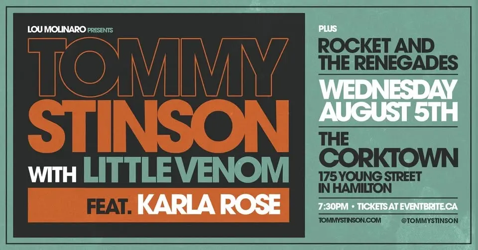 Tommy Stinson w Karla Rose & Little Venom plus Rocket & The Renegades - Wed Aug 5 2026 Corktown Pub