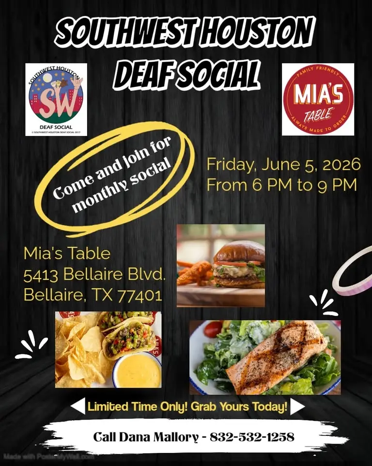 Southwest Houston Deaf Social Mia's Table Bellaire