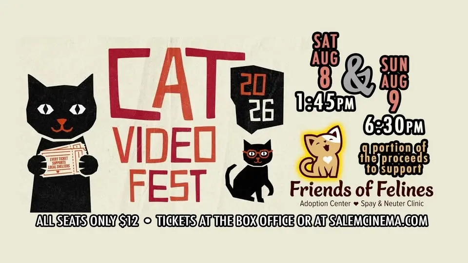 Cat Video Fest 2026 at Salem Cinema to benefit Friends of Felines!