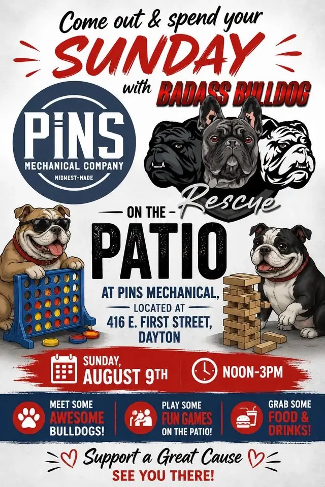 Bulldogs on the patio @ Pins