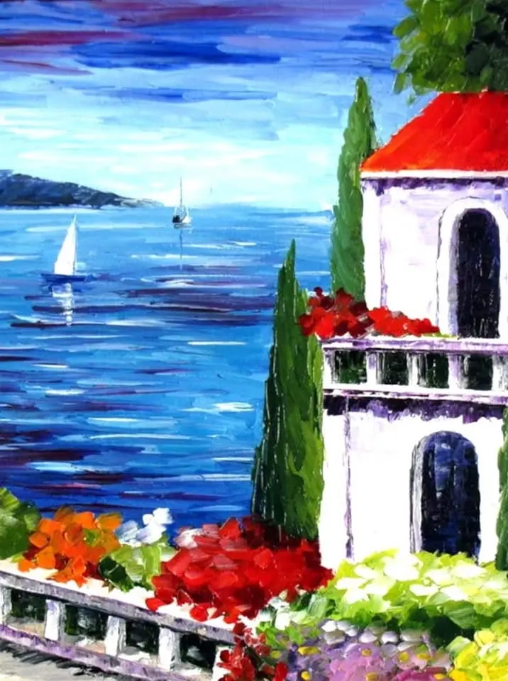 "Vacation Getaway" In Person Paint Night Event Friday 7:00 p.m. in West Seattle (Wine Included)