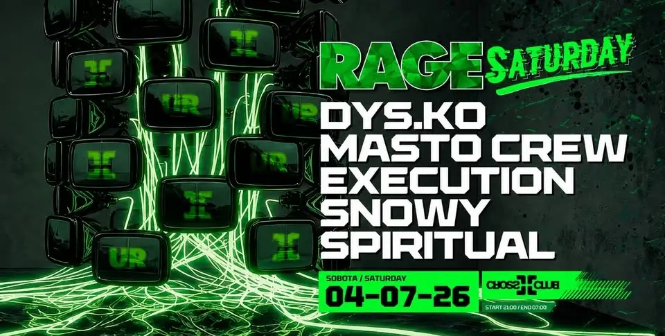 Rage Saturday//DO 22:00 VSTUP ZDARMA// Cross Club Prague