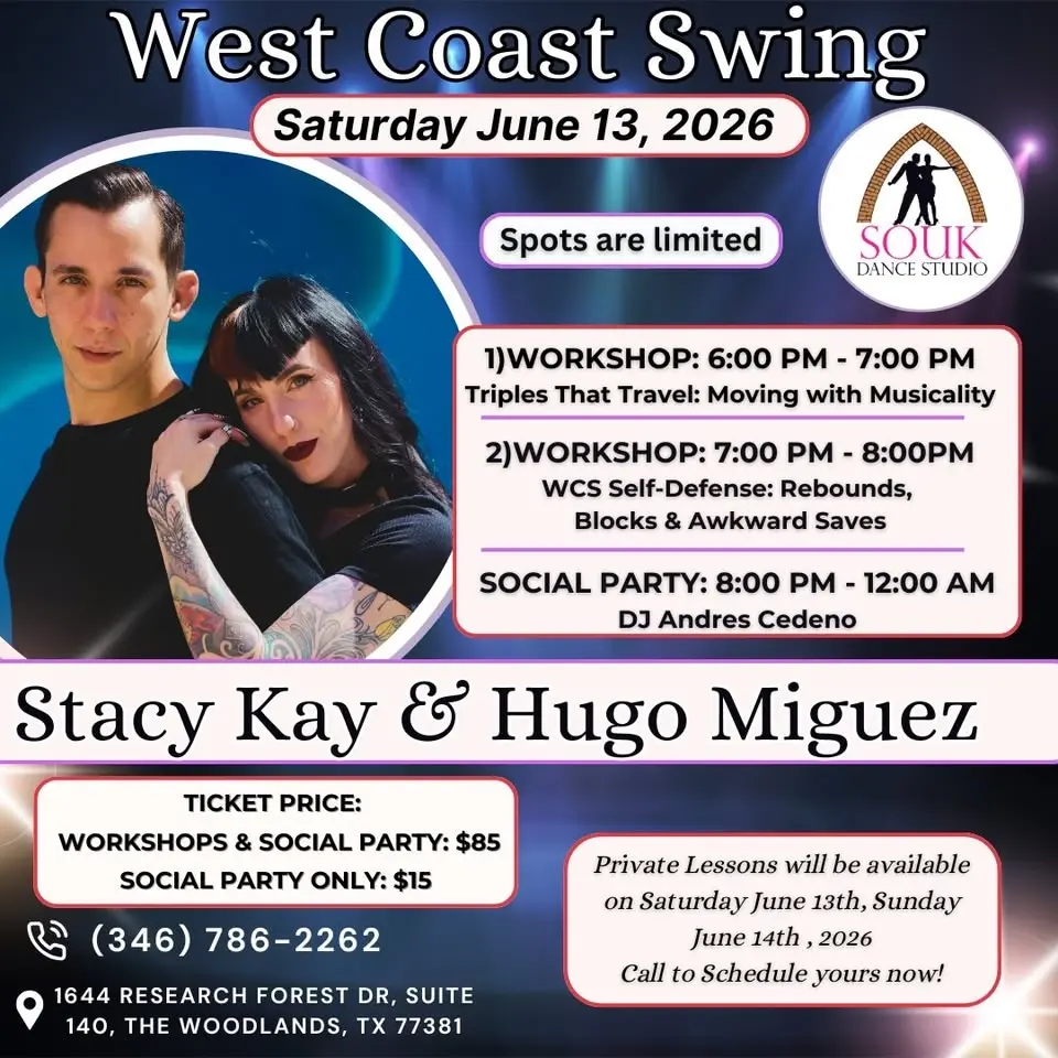 West Coast Swing Workshops & Social with Champions Hugo Miguez & Stacy Kay!