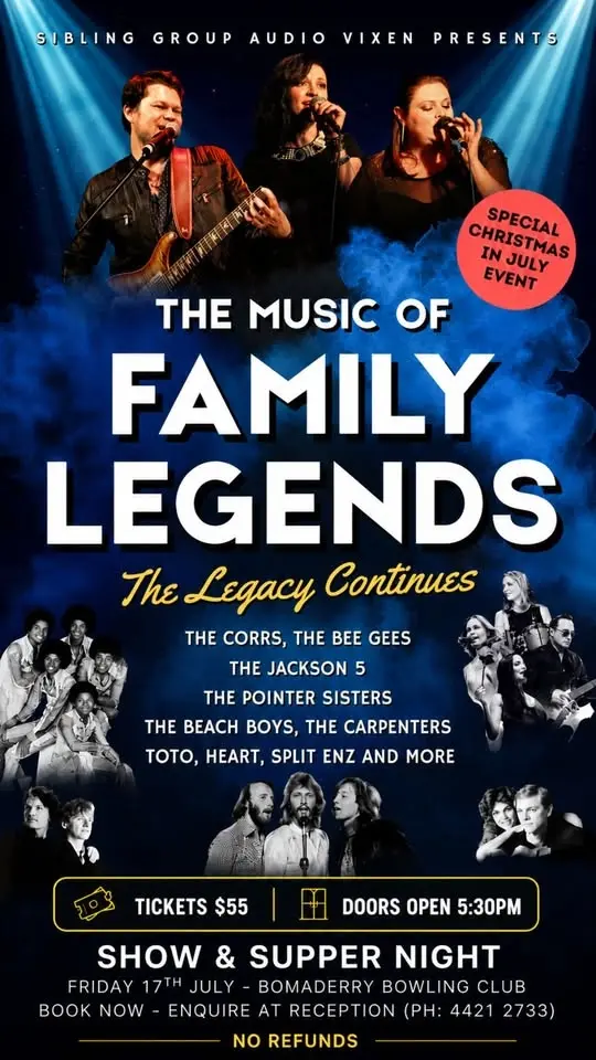 Supper & Show - Music Of Family Legends presented by Audio Vixen