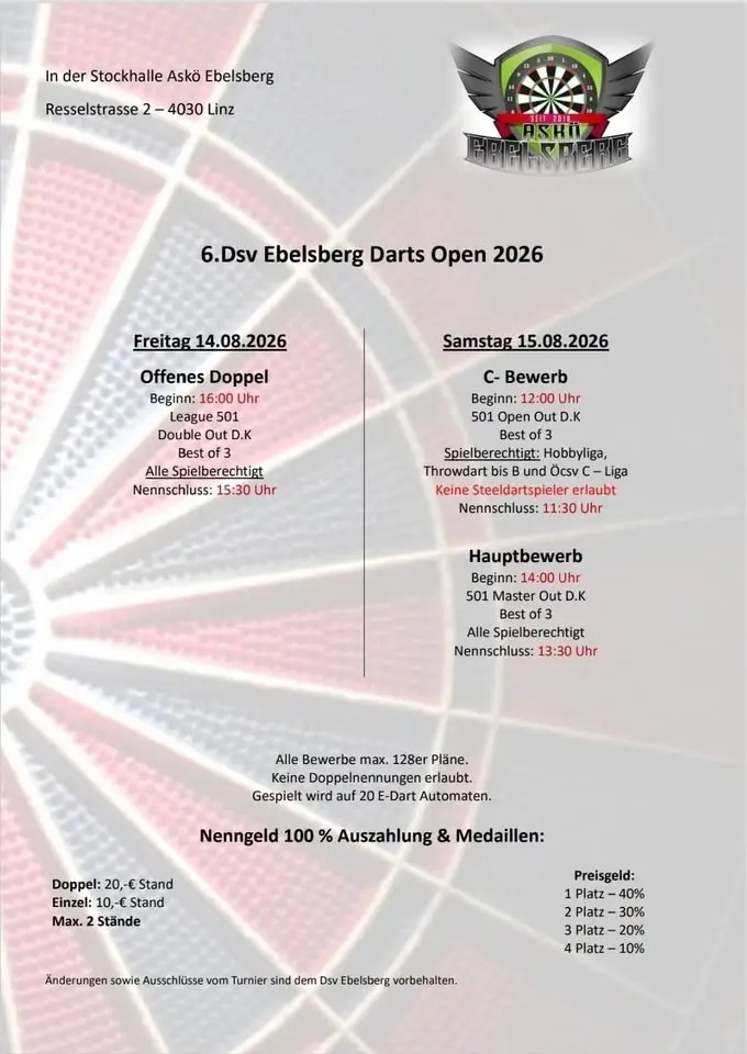 6. Dsv Ebelsberg Darts Open 2026