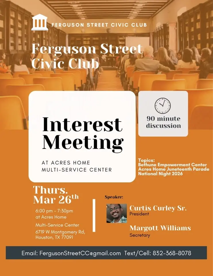 Monthly Ferguson Street Civic Club Meeting