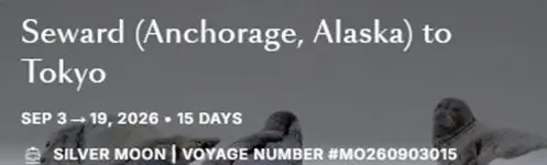 Seward (Anchorage) Alaska to Tokyo Japan Trans Oceanianic ON SILVER MOON 