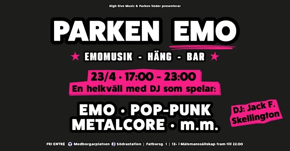 PARKEN EMO | ★ Emomusik - Häng - Bar ★ + QUIZ | Stockholm 