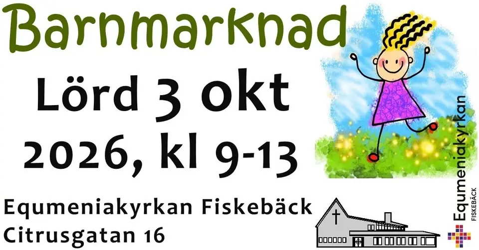 Barnmarknad Fiskebäck lördag 3 oktober 2026