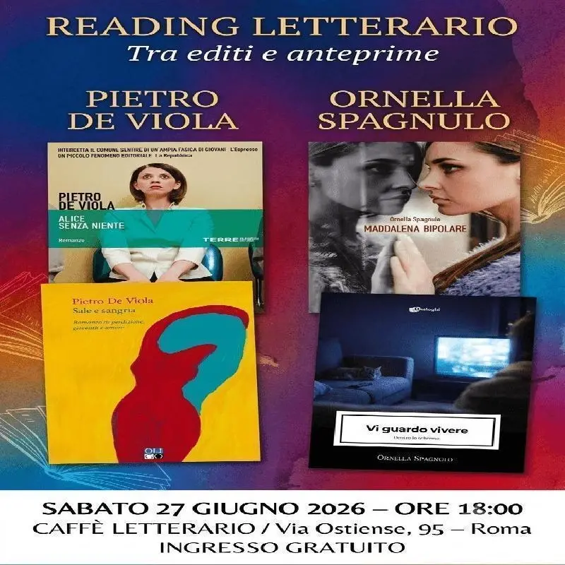 Evento Letterario Lazio: Letture d'autore a Roma: De Viola e Spagnulo al Caffè Letterario