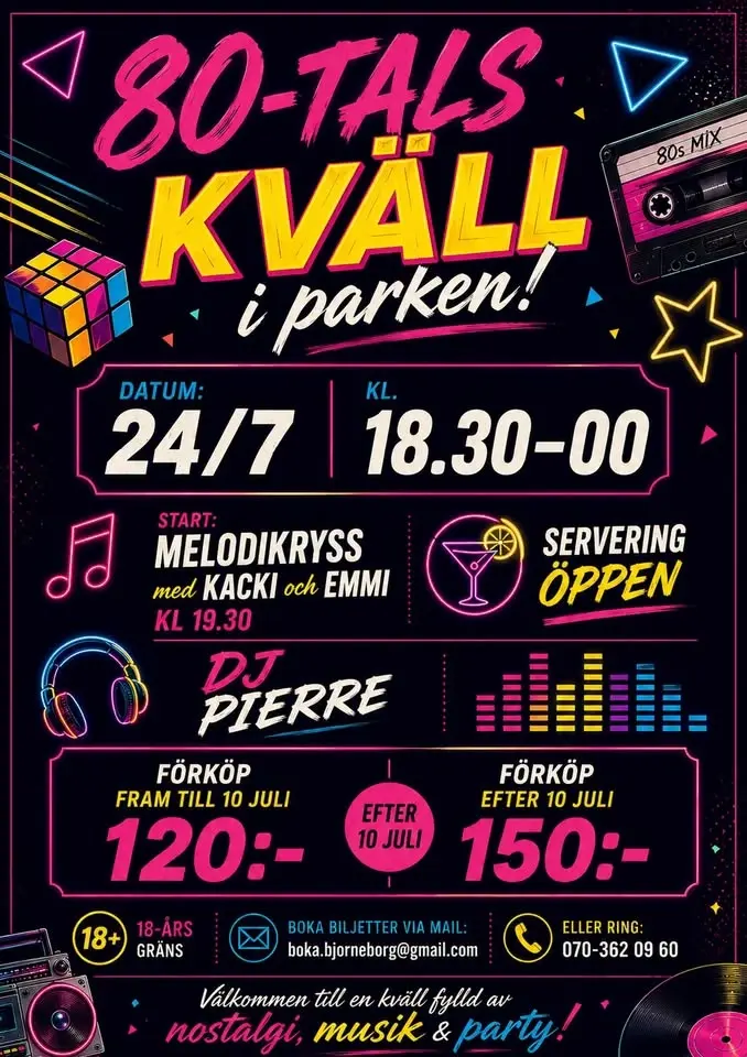 80-tals kväll i Björneborgsparken!