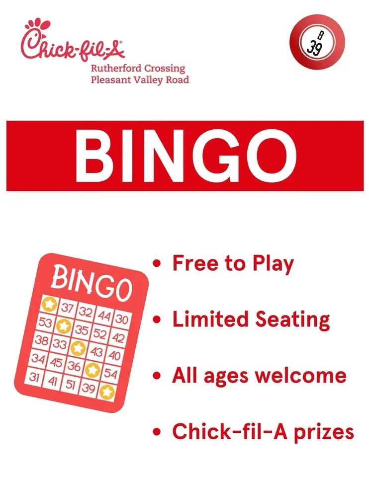 FREE Bingo at Chick-fil-A Rutherford Crossing