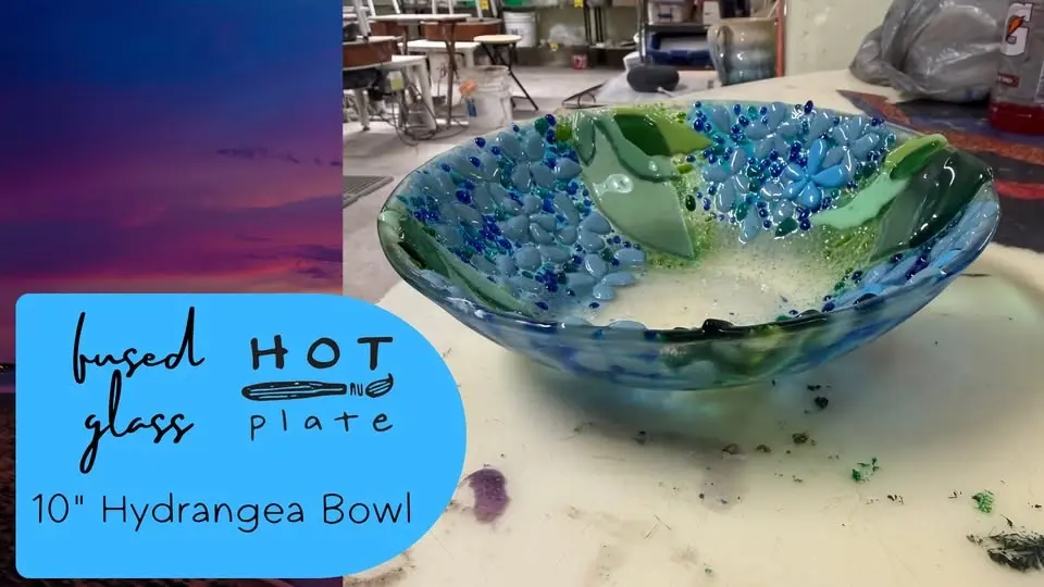 Fused Glass: 10" Hydrangea Bowl