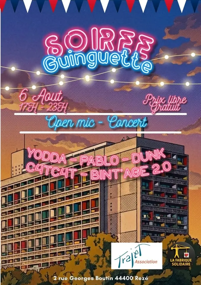 Soirée Guinguette / Open mic + Concerts - La Fabrique Solidaire X Association Trajet