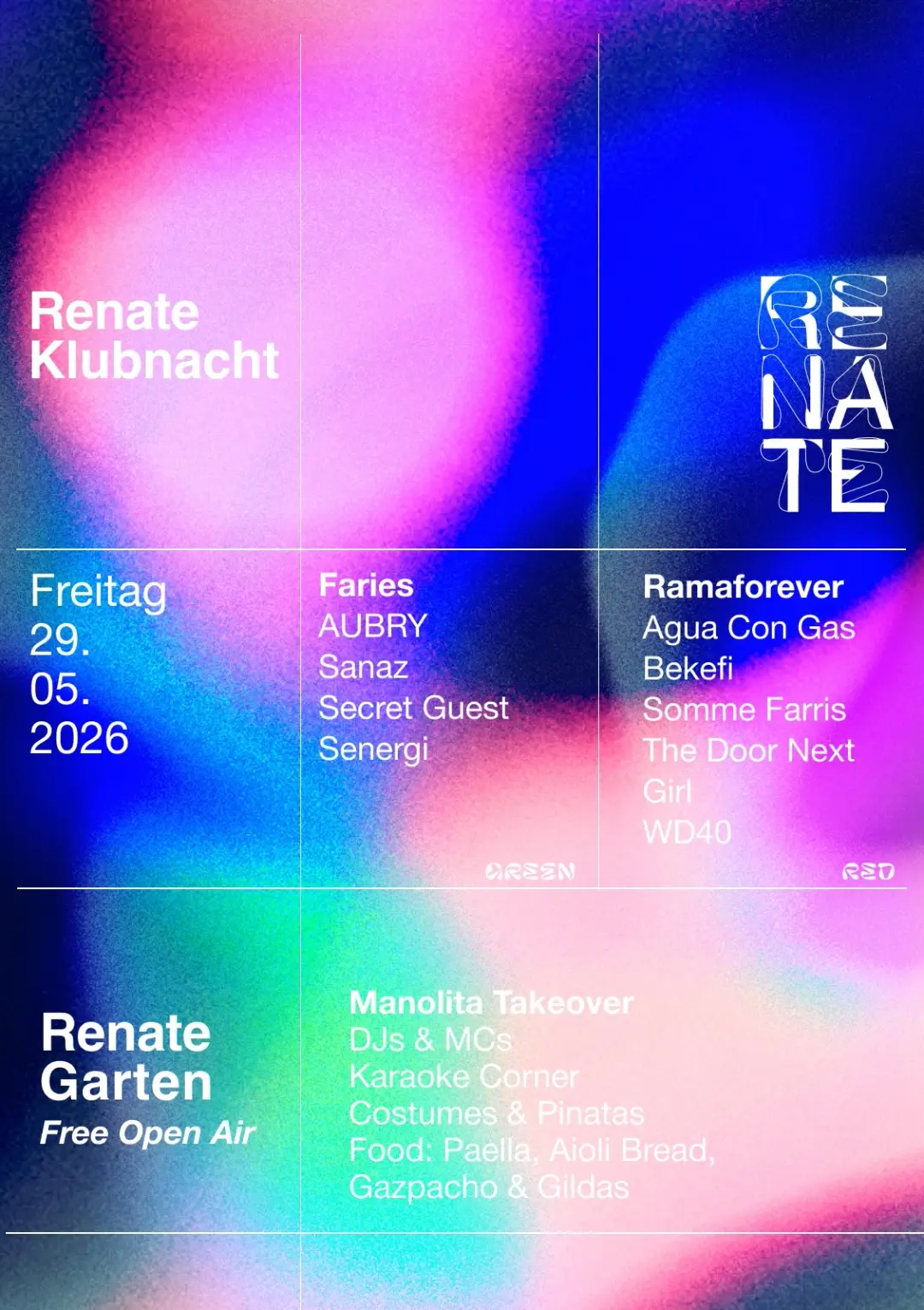 Renate Klubnacht & Open Air (Free Entry) with Fairies & Rama