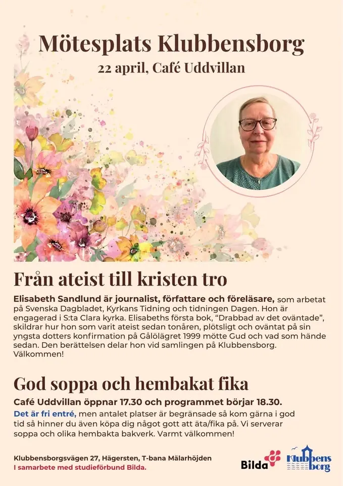 Mötesplats Klubbensborg 22 April - Från ateist till kristen tro