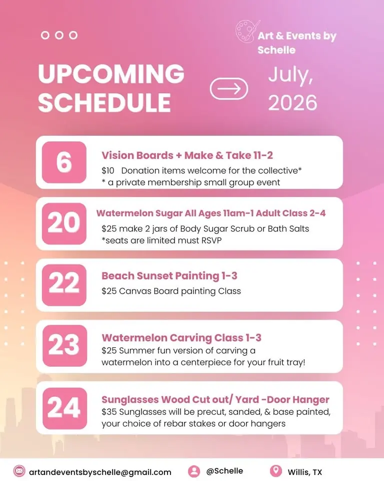 July Summer Paint & Craft Events