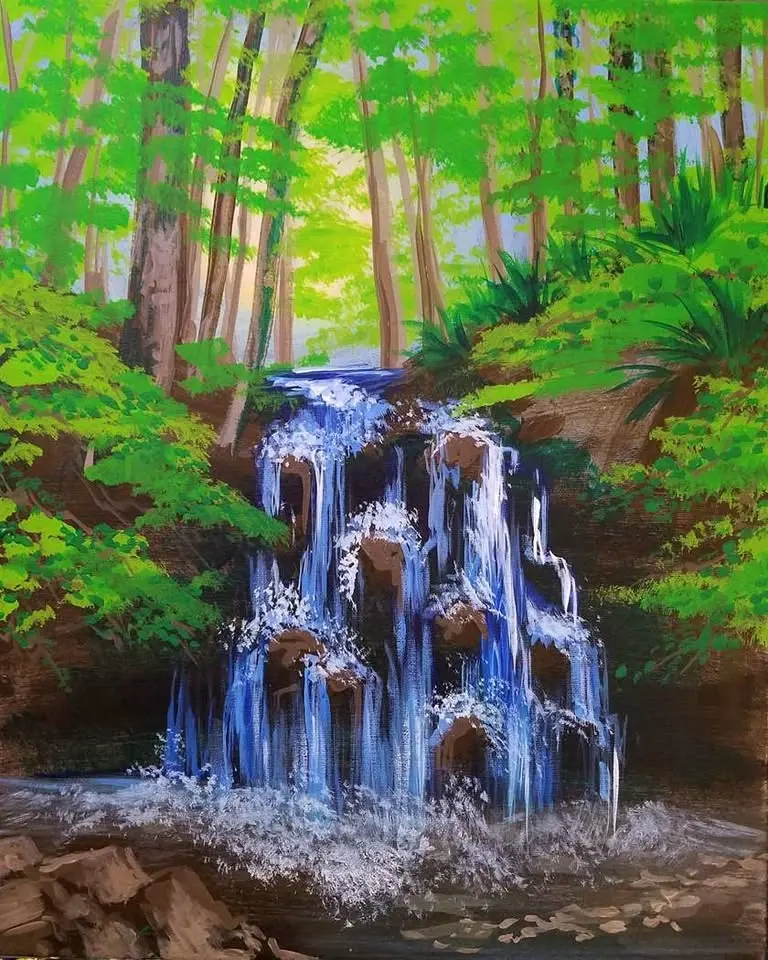 Mimosa Sunday! Sip & Paint 'Green Forest Falls' with us!