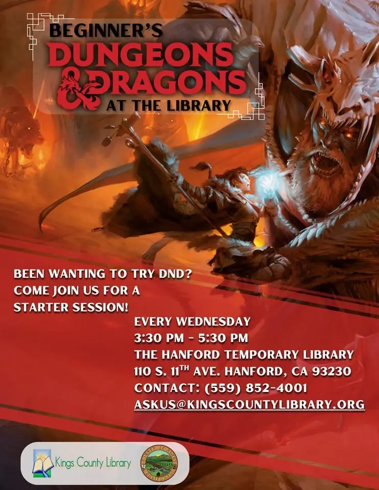 Beginner's Dungeons and Dragons at the Hanford Library