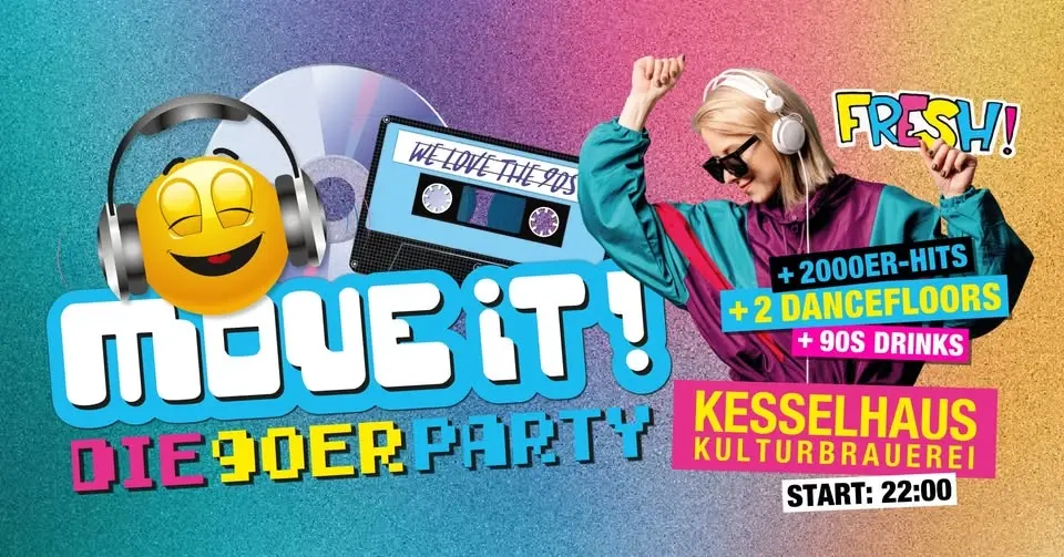 Move iT! - die 90er Party am 6. Juni | Kesselhaus & Maschinenhaus