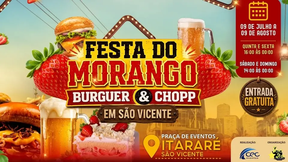Festa do Morango, Burguer e Chopp em São Vicente