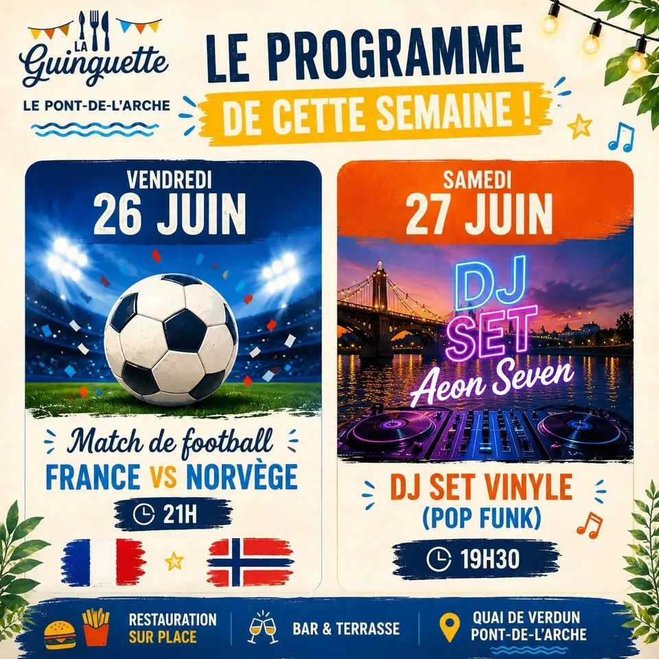 📣 Programme du vendredi 26 et samedi 27 à la Guinguette ! ☀️🍻