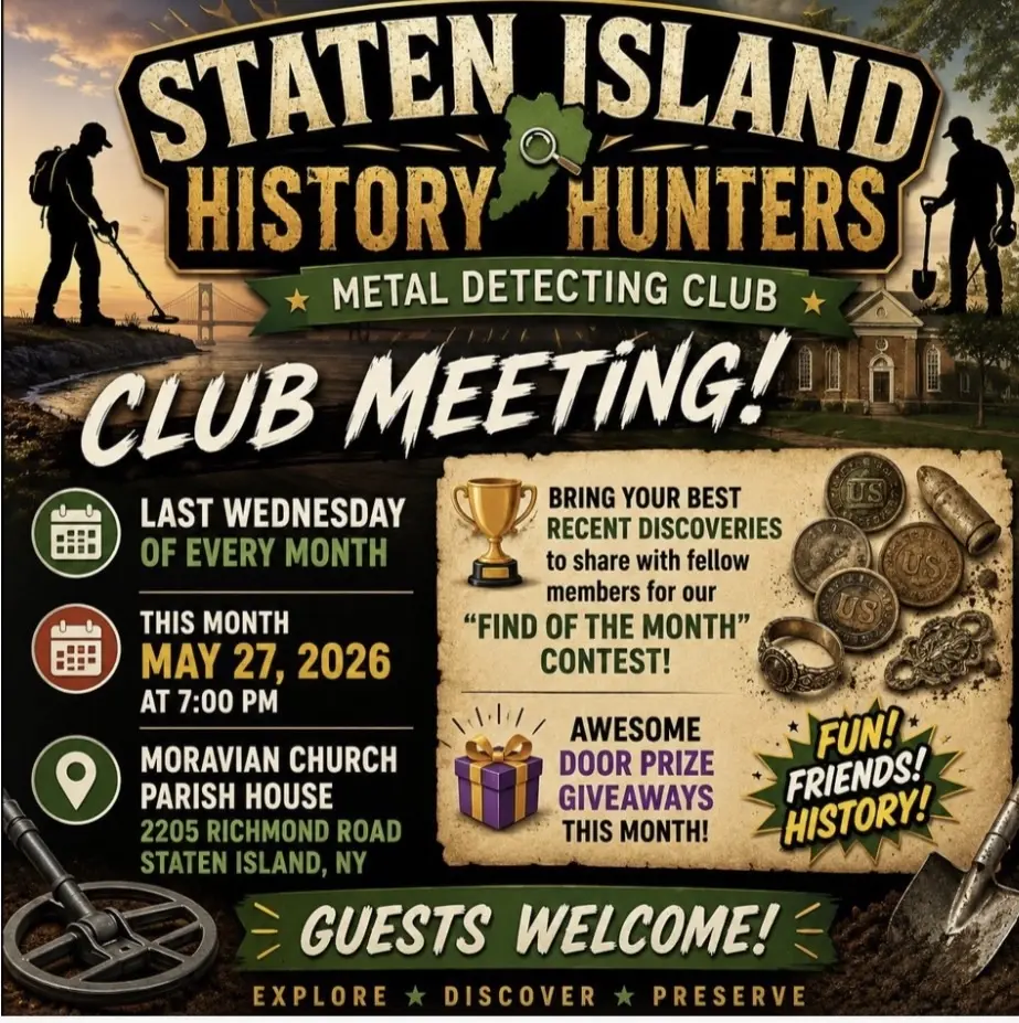 Staten Island History Hunters Metal Detecting Club May General Meeting