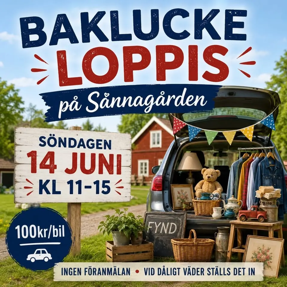 Bakluckeloppis söndagen 14juni kl 11-15 🚗