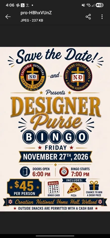 Notre Dame Family and Alumni Purse Bingo