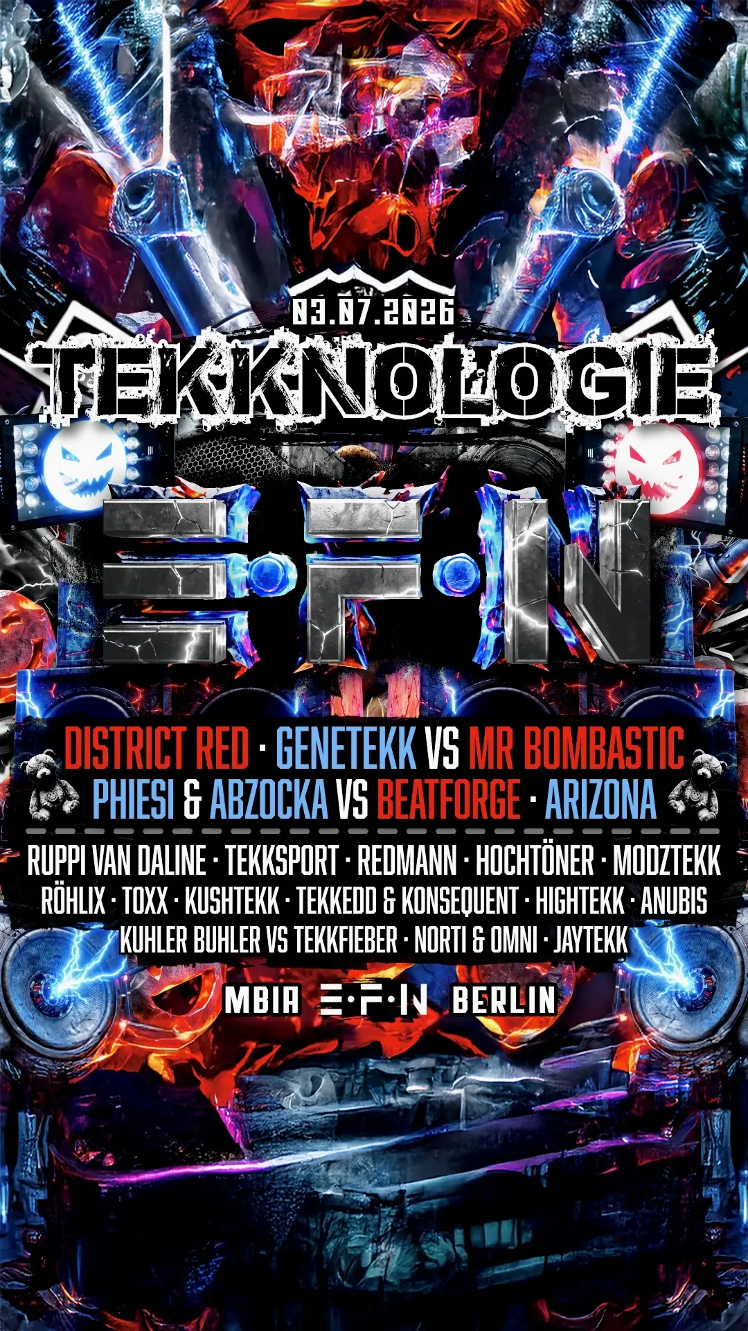 TEKKNOLOGIE • DISTRICT RED • GENETEKK & MR BOMBASTIC • PHISIE & ABZOCKA & BEATFORGE