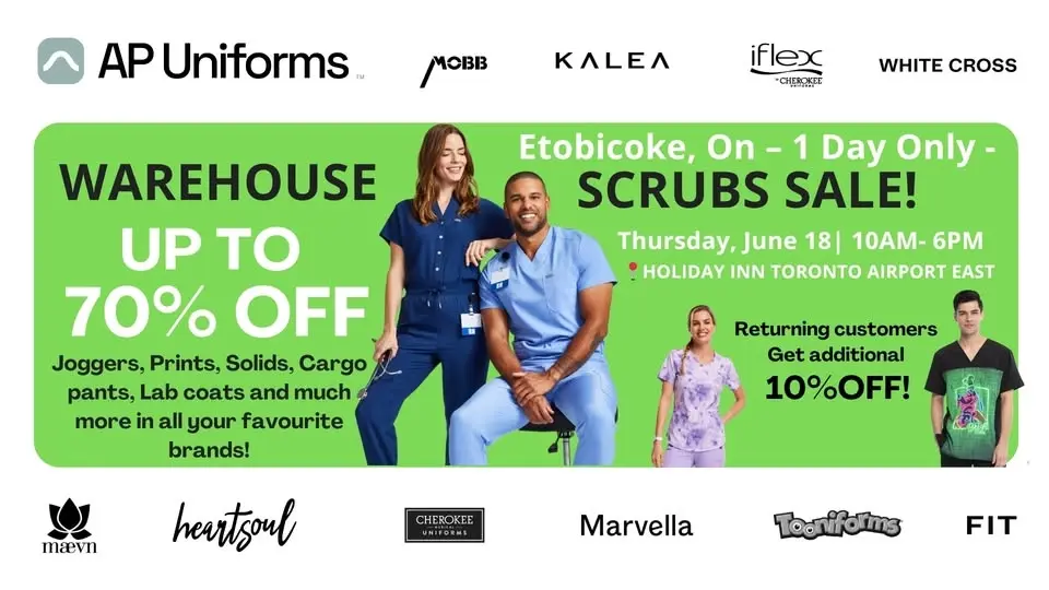 Warehouse Scrubs Sale – Etobicoke, ON – 1 Day Only