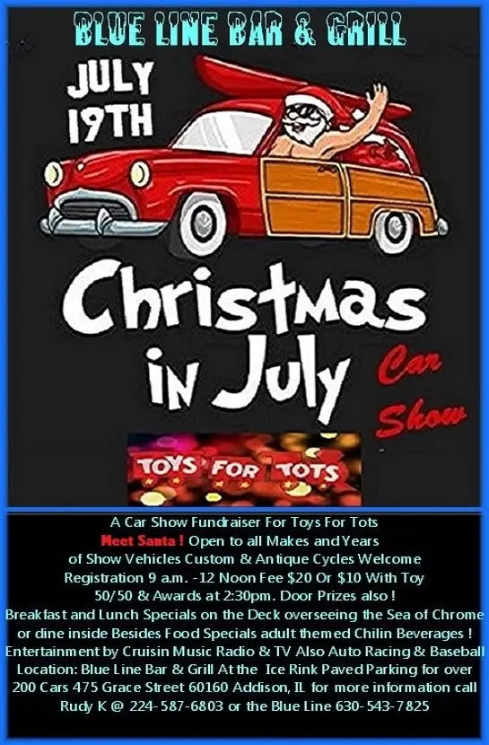 Christmas In July 2026 Car Show A Toy's For Tots Fundraiser