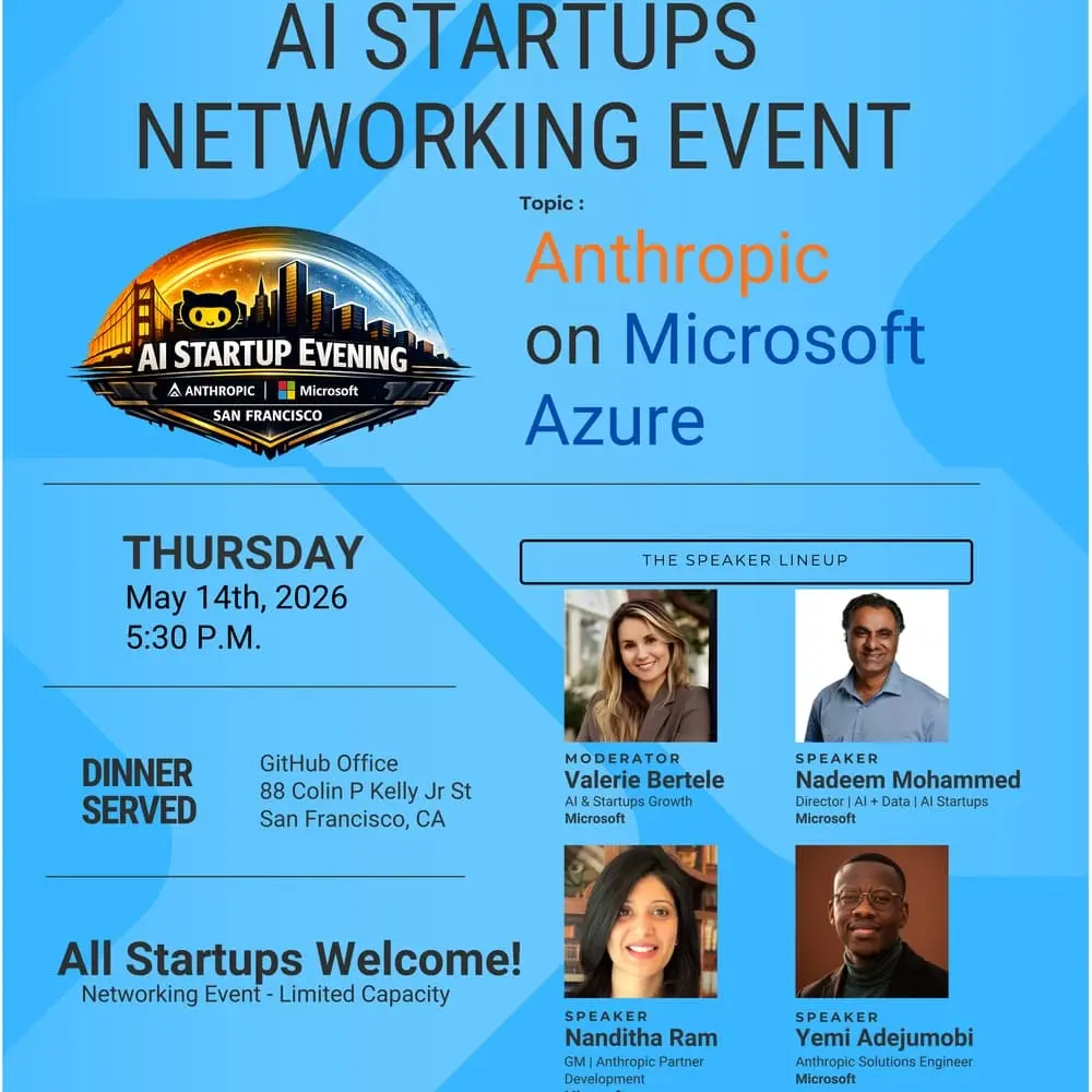 Microsoft Startups Presents: AI Startups Networking Evening with Anthrop\c