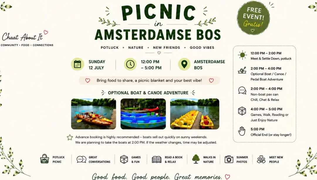 Chaat About It: Picnic in Amsterdamse Bos | Canoes | Connections