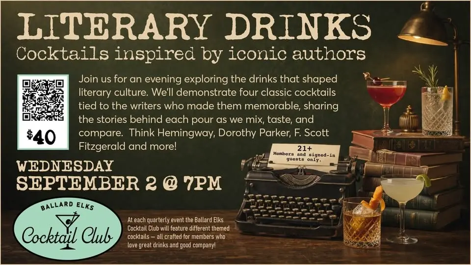 Ballard Elks Cocktail Club - Literary Drinks