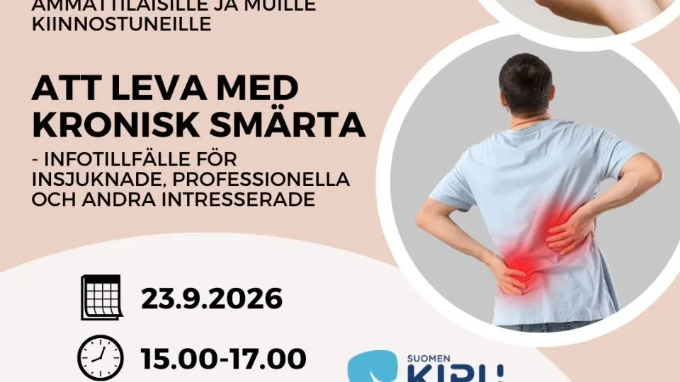 Elämää kroonisen kivun kanssa - Att leva med kronisk smärta 23.9.2026 klo 15-17 (Teams)