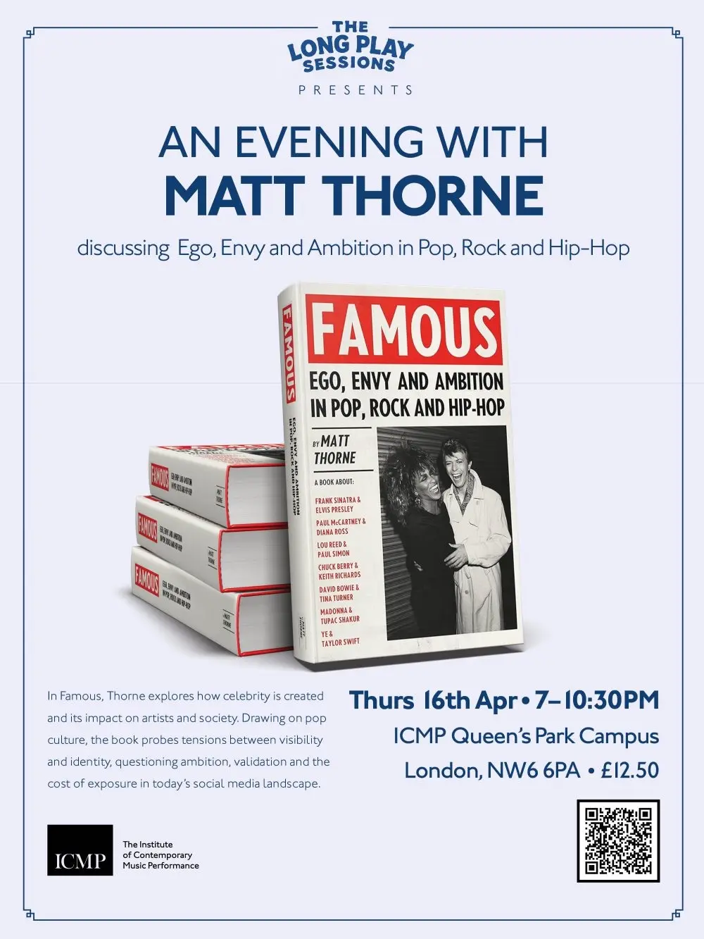 The Long Play Sessions: Matt Thorne with FAMOUS: Ego, Envy and Ambition in Pop, Rock and Hip-Hop