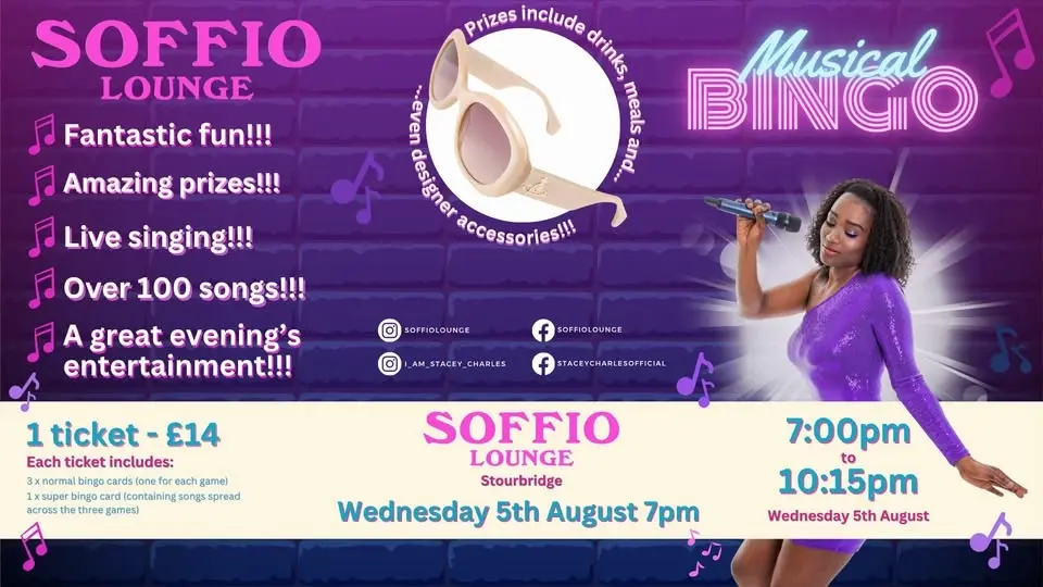 Midweek Musical Bingo at Soffio Lounge (Stourbridge) - Wednesday 5th August 7pm