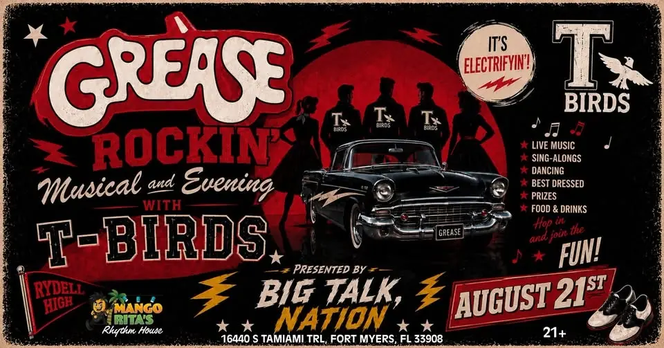 ROCKIN' WITH THE T-BIRDS: A NIGHT OF GREASE  - Contests, Specialty Menu, Prizes: A 1950's Experience