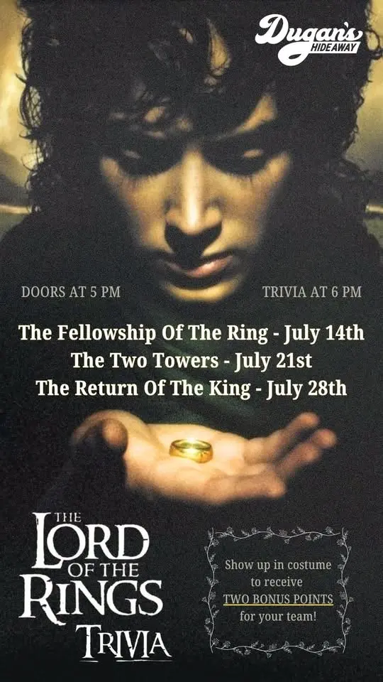 The Lord Of The Rings Movie Trivia @ The Station On Ingersoll / Tues July 14th, 21st & 28th @ 6pm