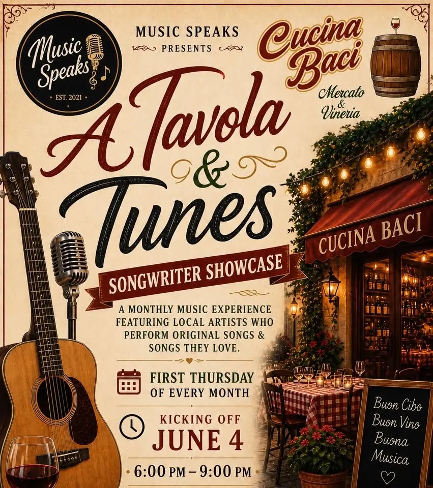 MUSIC SPEAKS - A Tavola & Tunes @ Cucina Baci!