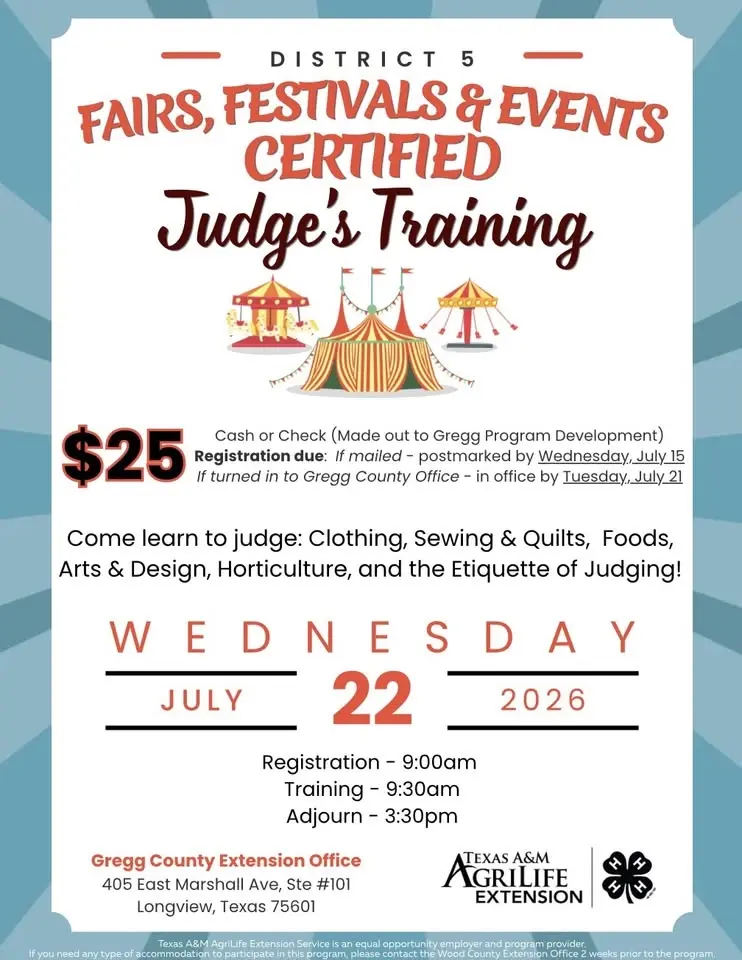 Fairs, Festivals & events Certified Judge’s Training