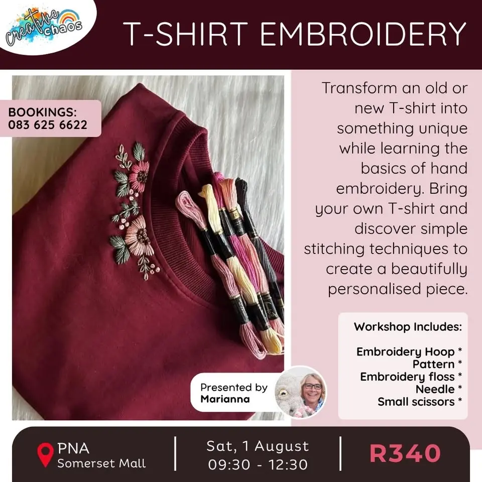 Beginner Embroidery: Bring a T-shirt