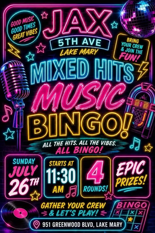 Mixed Hits Music Bingo @ Jax 5th Ave Lake Mary
