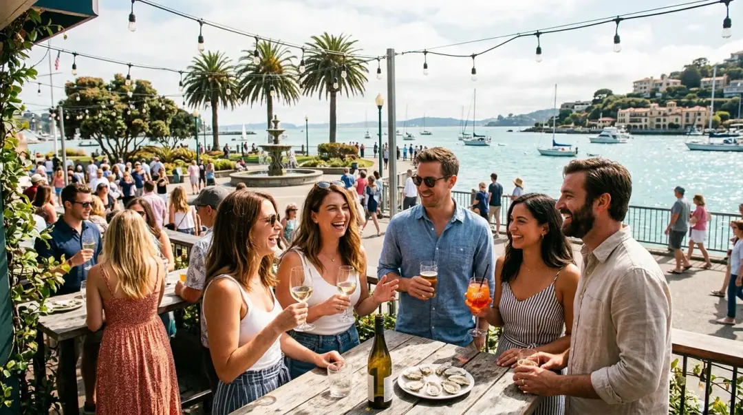 Sausalito Patio Drinks with New Friends