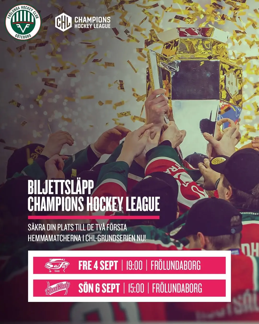 Frölunda HC vs SaiPa – Champions Hockey League