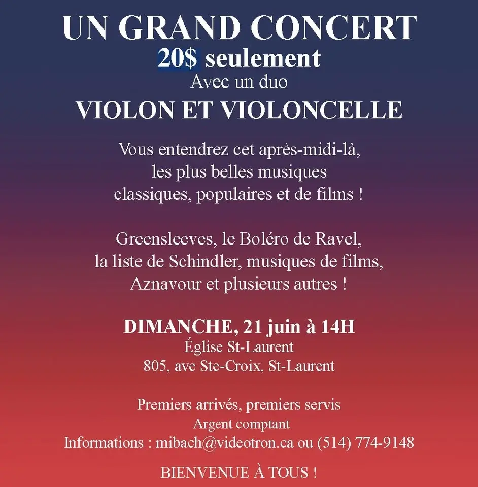 UN GRAND CONCERT -20$ SEULEMENT